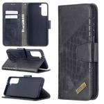 For Samsung Galaxy S21+ 5G Matching Color Crocodile Texture Horizontal Flip PU Leather Case with Wallet & Holder & Card Slots(Black)