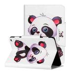 For Amazon Kindle Fire HD 8 (2020) Colored Drawing Pattern Horizontal Flip Leather Case with Holder & Card Slots & Wallet(A Panda)