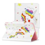 For Amazon Kindle Fire HD 8 (2020) Colored Drawing Pattern Horizontal Flip Leather Case with Holder & Card Slots & Wallet(Rainbow Horse)
