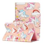 For Amazon Kindle Fire HD 8 (2020) Colored Drawing Pattern Horizontal Flip Leather Case with Holder & Card Slots & Wallet(Horse Cloud)
