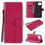 For Motorola Moto G 5G Tree & Cat Pattern Pressed Printing Horizontal Flip PU Leather Case with Holder & Card Slots & Wallet & Lanyard(Rose Red)