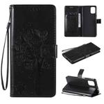 For Motorola Moto G9 Plus Tree & Cat Pattern Pressed Printing Horizontal Flip PU Leather Case with Holder & Card Slots & Wallet & Lanyard(Black)