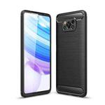 For Xiaomi Poco X3 NFC Brushed Texture Carbon Fiber TPU Case(Black)