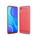 For Xiaomi Redmi 9A Brushed Texture Carbon Fiber TPU Case(Red)