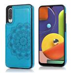 For Samsung Galaxy A50 / A50s Double Buckle Mandala Pattern PU+TPU Protective Case with Card Slots & Holder & Photo Frame(Blue)