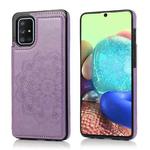 For Samsung Galaxy A51 Double Buckle Mandala Pattern PU+TPU Protective Case with Card Slots & Holder & Photo Frame(Purple)