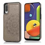 For Samsung Galaxy A70 Double Buckle Mandala Pattern PU+TPU Protective Case with Card Slots & Holder & Photo Frame(Grey)