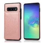 For Samsung Galaxy S10 Double Buckle Mandala Pattern PU+TPU Protective Case with Card Slots & Holder & Photo Frame(Rose Gold)