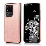 For Samsung Galaxy S20 Ultra Double Buckle Mandala Pattern PU+TPU Protective Case with Card Slots & Holder & Photo Frame(Rose Gold)