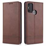 For Huawei Honor 9A AZNS Magnetic Calf Texture Horizontal Flip Leather Case with Card Slots & Holder & Wallet(Dark Brown)