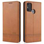 For Huawei Honor 9A AZNS Magnetic Calf Texture Horizontal Flip Leather Case with Card Slots & Holder & Wallet(Light Brown)
