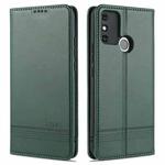 For Huawei Honor 9A AZNS Magnetic Calf Texture Horizontal Flip Leather Case with Card Slots & Holder & Wallet(Dark Green)