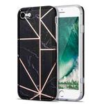 Electroplating Stitching Marbled IMD Stripe Straight Edge Rubik Cube Phone Protective Case For iPhone 8 / 7(Black)