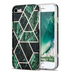 Electroplating Stitching Marbled IMD Stripe Straight Edge Rubik Cube Phone Protective Case For iPhone 8 / 7(Emerald Green)