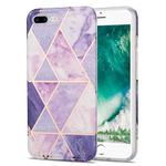Electroplating Stitching Marbled IMD Stripe Straight Edge Rubik Cube Phone Protective Case For iPhone 8 Plus / 7 Plus(Light Purple)
