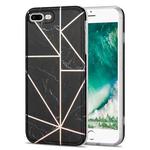 Electroplating Stitching Marbled IMD Stripe Straight Edge Rubik Cube Phone Protective Case For iPhone 8 Plus / 7 Plus(Black)