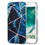 Electroplating Stitching Marbled IMD Stripe Straight Edge Rubik Cube Phone Protective Case For iPhone 8 Plus / 7 Plus(Blue)