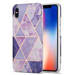 Electroplating Stitching Marbled IMD Stripe Straight Edge Rubik Cube Phone Protective Case For iPhone X / XS(Light Purple)
