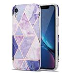 Electroplating Stitching Marbled IMD Stripe Straight Edge Rubik Cube Phone Protective Case For iPhone XR(Light Purple)