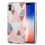 Electroplating Stitching Marbled IMD Stripe Straight Edge Rubik Cube Phone Protective Case For iPhone XS Max(Light Pink)