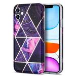 Electroplating Stitching Marbled IMD Stripe Straight Edge Rubik Cube Phone Protective Case For iPhone 11(Dark Purple)