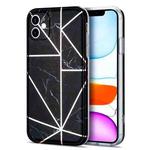 Electroplating Stitching Marbled IMD Stripe Straight Edge Rubik Cube Phone Protective Case For iPhone 11(Black)