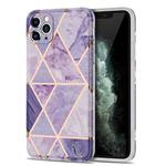 Electroplating Stitching Marbled IMD Stripe Straight Edge Rubik Cube Phone Protective Case For iPhone 11 Pro(Light Purple)