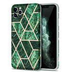 Electroplating Stitching Marbled IMD Stripe Straight Edge Rubik Cube Phone Protective Case For iPhone 11 Pro(Emerald Green)