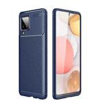 For Samsung Galaxy A12 Carbon Fiber Texture Shockproof TPU Case(Blue)