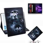 For Lenovo Tab M10 FHD Plus TB-X606 Coloured Drawing Horizontal Flip Leather Case with Holder & Card Slots & Wallet(Wolf and Dog)