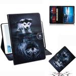 For Lenovo Tab M10 FHD REL TB-X605 Coloured Drawing Horizontal Flip Leather Case with Holder & Card Slots & Wallet(Wolf and Dog)