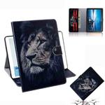 For Lenovo Tab M10 FHD REL TB-X605 Coloured Drawing Horizontal Flip Leather Case with Holder & Card Slots & Wallet(Lion)