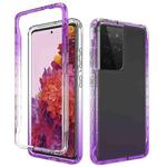 For Samsung Galaxy S21 Ultra 5G Shockproof  High Transparency Two-color Gradual Change PC+TPU Candy Colors Protective Case(Purple)