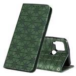 For OPPO Realme C15 / C12 Lucky Flowers Embossing Pattern Magnetic Horizontal Flip Leather Case with Holder & Card Slots(Dark Green)