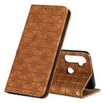 For OPPO Realme 5 / C3 / 6i Lucky Flowers Embossing Pattern Magnetic Horizontal Flip Leather Case with Holder & Card Slots(Yellow Brown)