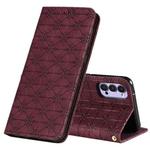 For OPPO Reno4 5G Lucky Flowers Embossing Pattern Magnetic Horizontal Flip Leather Case with Holder & Card Slots(Wine Red)