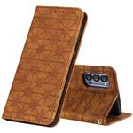 For OPPO Reno4 Pro 5G Lucky Flowers Embossing Pattern Magnetic Horizontal Flip Leather Case with Holder & Card Slots(Yellow Brown)