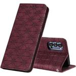 For OPPO Reno4 Pro 5G Lucky Flowers Embossing Pattern Magnetic Horizontal Flip Leather Case with Holder & Card Slots(Wine Red)