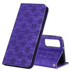 For Huawei P smart 2021 / Y7A Lucky Flowers Embossing Pattern Magnetic Horizontal Flip Leather Case with Holder & Card Slots(Purple)