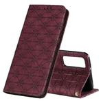 For Huawei P smart 2021 / Y7A Lucky Flowers Embossing Pattern Magnetic Horizontal Flip Leather Case with Holder & Card Slots(Wine Red)