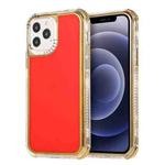 3 in 1 Dreamland Electroplating Solid Color TPU + Transparent Border Protective Case For iPhone 12 / 12 Pro(Red)