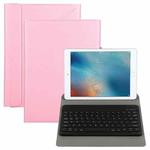 Universal Round Keys Detachable Bluetooth Keyboard + Leather Tablet Case without Touchpad for iPad 9-10 inch, Specification:Black Keyboard(Pink)