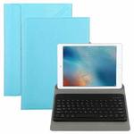 Universal Round Keys Detachable Bluetooth Keyboard + Leather Tablet Case without Touchpad for iPad 9-10 inch, Specification:Black Keyboard(Blue)