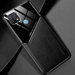 For OPPO A15 All-inclusive Leather + Organic Glass Protective Case with Metal Iron Sheet(Black)