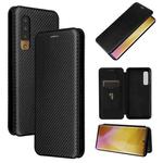 For Fujitsu Arrows NX9 F-52A Carbon Fiber Texture Horizontal Flip TPU + PC + PU Leather Case with Card Slot(Black)