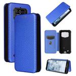 For Oukitel WP5 / WP5 Pro Carbon Fiber Texture Horizontal Flip TPU + PC + PU Leather Case with Card Slot(Blue)