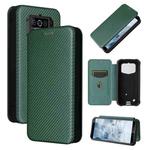 For Oukitel WP5 / WP5 Pro Carbon Fiber Texture Horizontal Flip TPU + PC + PU Leather Case with Card Slot(Green)