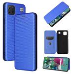 For LG K92 5G Carbon Fiber Texture Horizontal Flip TPU + PC + PU Leather Case with Card Slot(Blue)