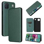 For LG K92 5G Carbon Fiber Texture Horizontal Flip TPU + PC + PU Leather Case with Card Slot(Green)