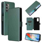 For LG Wing 5G with Buckle Carbon Fiber Texture Horizontal Flip TPU + PC + PU Leather Case with Card Slot(Green)